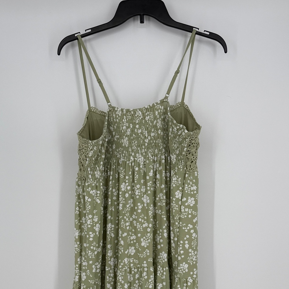 No Boudaries Crochet Lace Floral Green Maxi Dress size XL - Picture 7 of 8